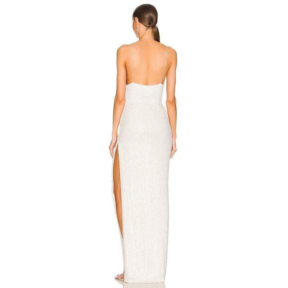 NWT RETROFETE Women's Moonglow White Katya Revolve Sequin Maxi Dress Size Large - Picture 5 of 15
